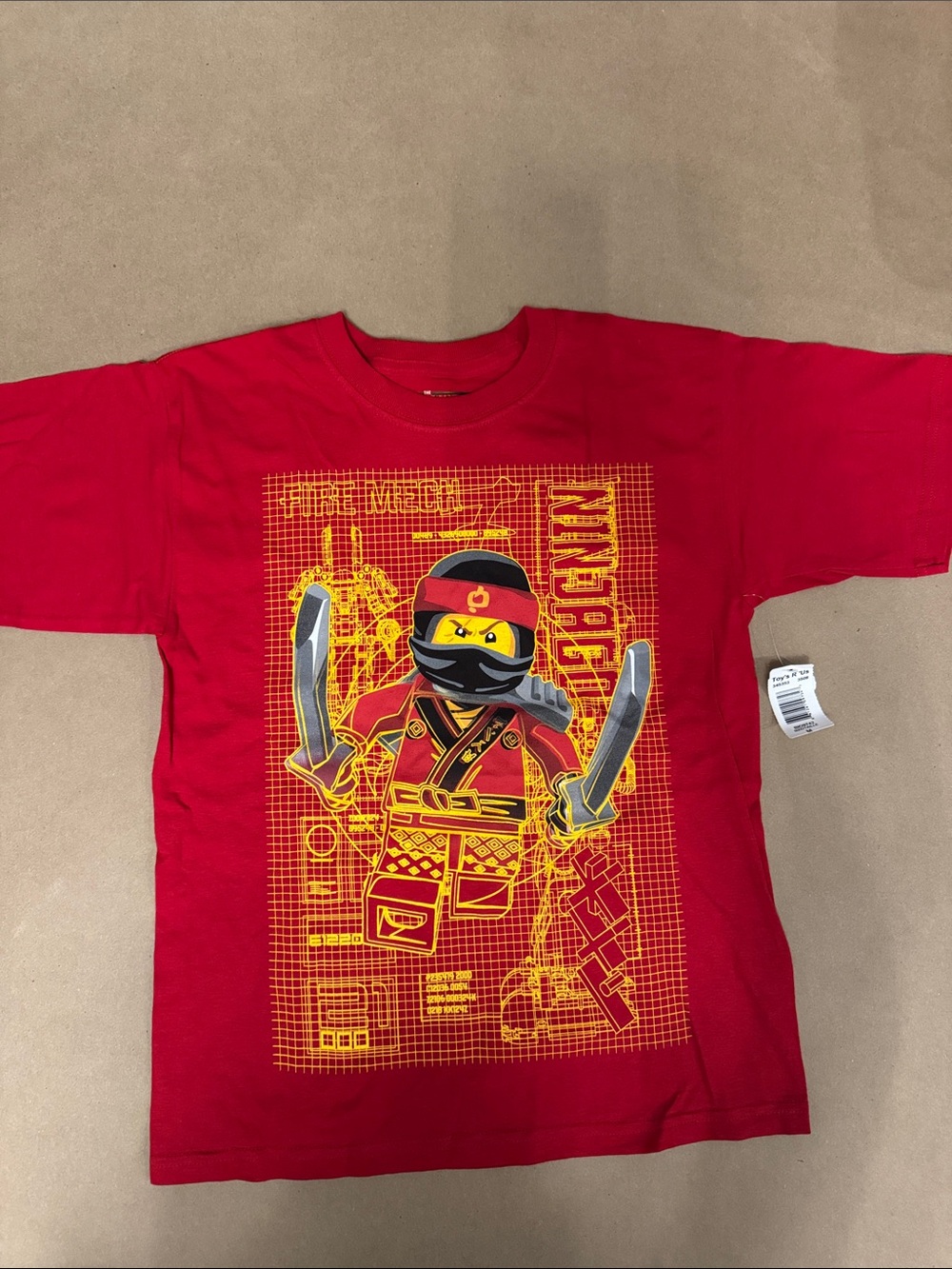 NWT Lego Ningago Boys Red Ninja Graphic Tee with Yellow & Black Print